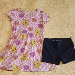 Girls 6/7 Dress And Shorts Bundle Pokemin Pikachu Biker Short